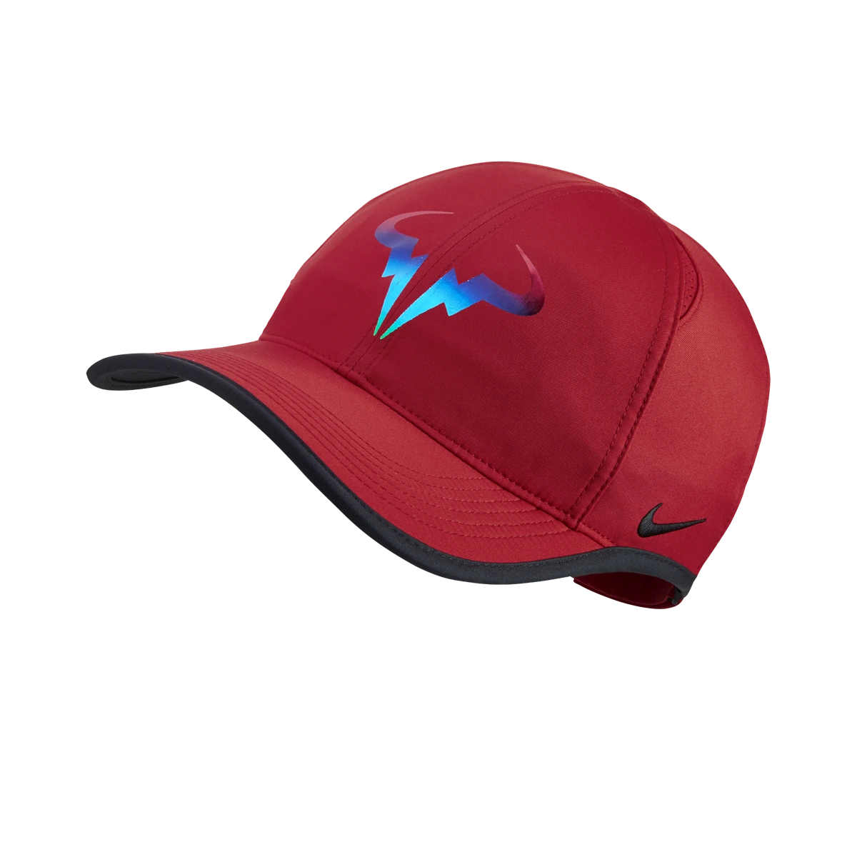 Nike Rafa Iridescent Featherlight hat in University Red w/Black & Rainbow Foil [835535-657] from the Fall 2016 tennis collection